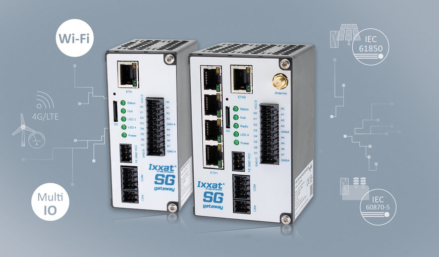 Las pasarelas de red (eléctrica) inteligente Ixxat SG permiten que los sensores E/S y Wi-Fi se conecten a las redes de energía